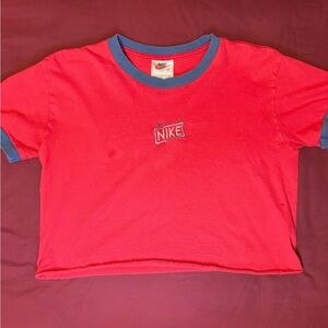 Nike y2k cropped tee, two tone red & blue